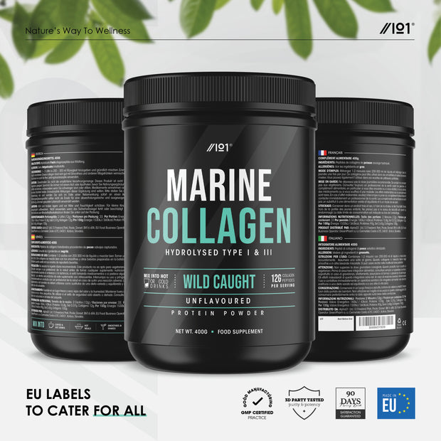 Wild-Caught Marine Collagen Powder Types I & III - 400g Unflavoured