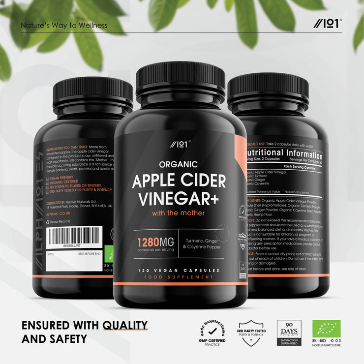 Organic Apple Cider Vinegar - 1280mg - 120 Count