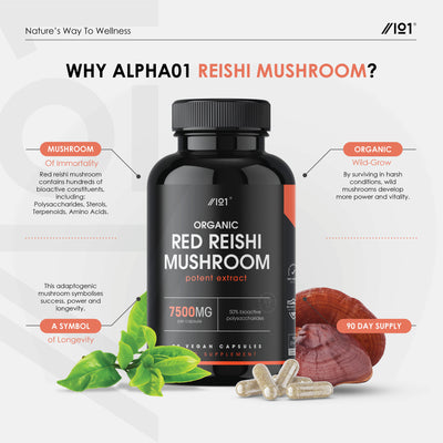 Organic Red Reishi Mushroomm 550mg - 90 Count