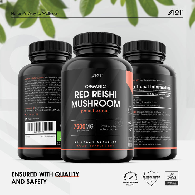 Organic Red Reishi Mushroomm 550mg - 90 Count