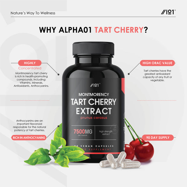 Raw Tart Cherry Extract - 7500mg - 90 Capsules