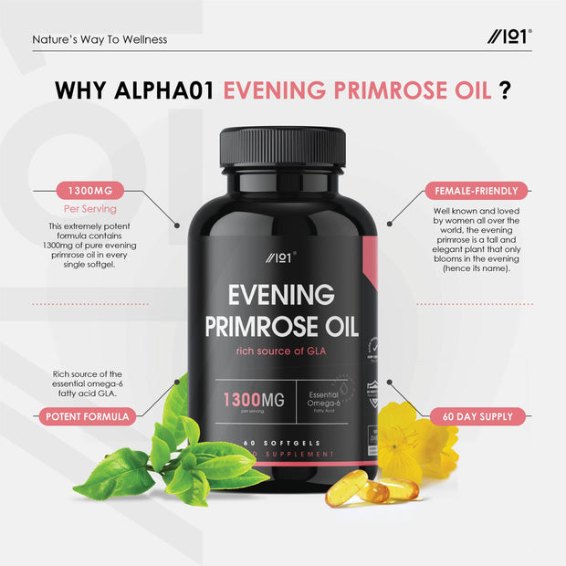 Evening Primrose Oil - 1300mg - 60 Count