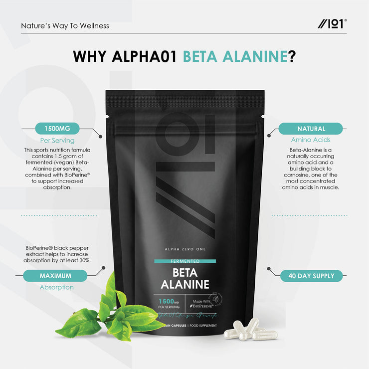 Beta Alanine with BioPerine - 1500mg - 120 Capsules