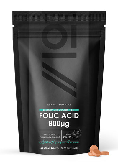 Folic Acid - 800mcg  with BioPerine 1mg - 365 Tablets