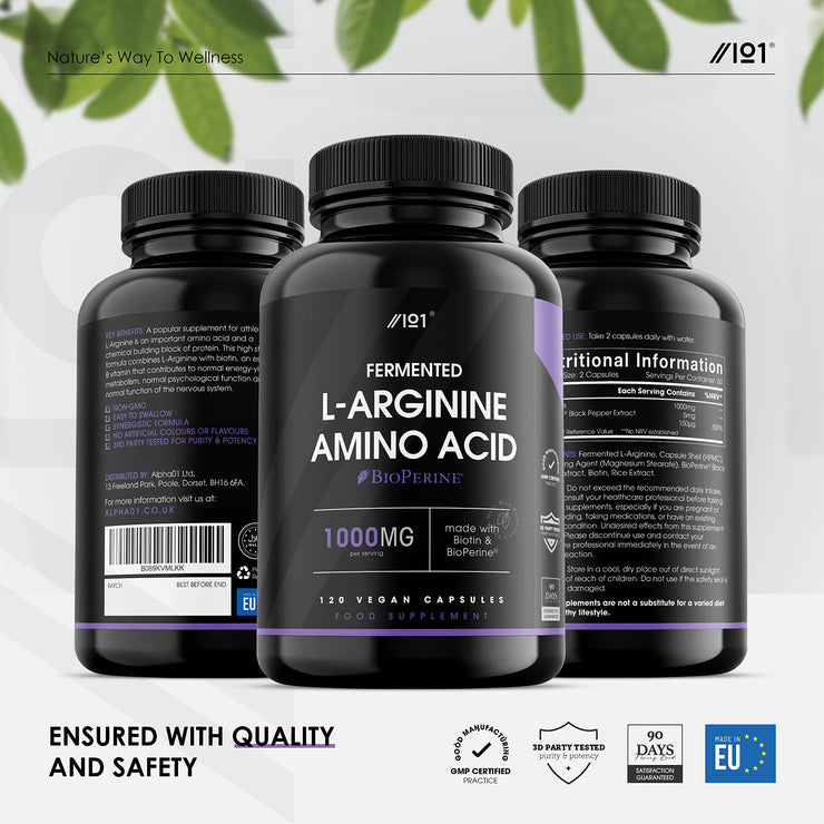 L-Arginine with BioPerine® & Biotin - 1000mg - 120 Count