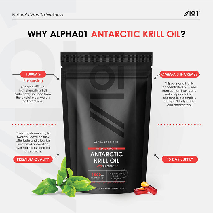 Superba-2™ Antarctic Krill Oil - 1000mg - with Omega-3s EPA & DHA + Astaxanthin - 30 Softgels