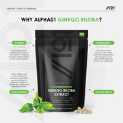Organic Ginkgo Biloba extract 50:1 powder - 12,500mg (250mg) - 120 Capsules
