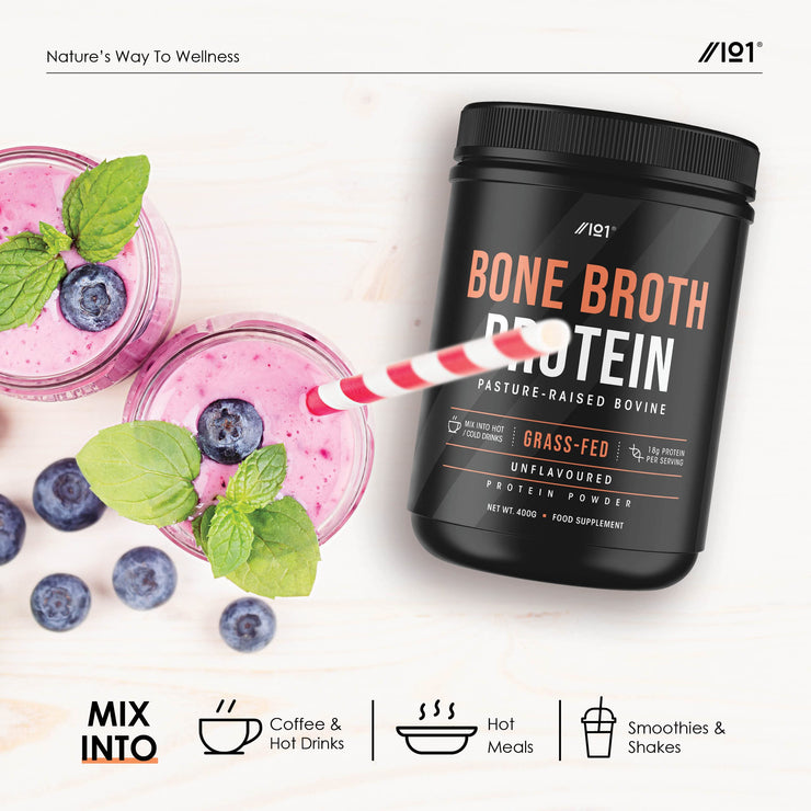 Bone Broth Protein Powder - Collagen Peptides - Unflavoured, 400g