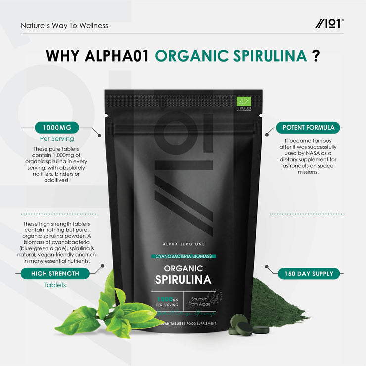 Organic Spirulina Tablets - 1000mg - 300 tablets